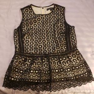 J crew black lace peplum top
